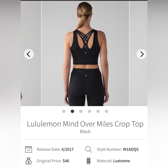 🍋Women’s Lululemon Lululemon Mind Over Miles Crop Top *see measurements*🍋 - Picture 2 of 8